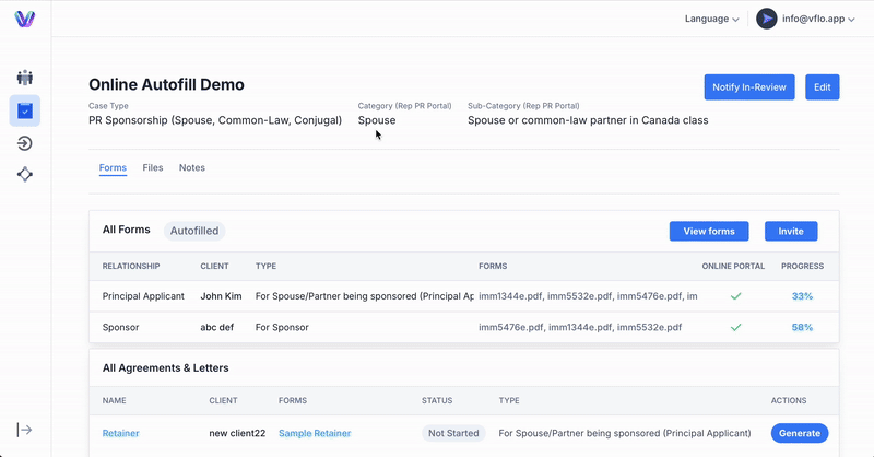 Visaflo Online Autofill Demo