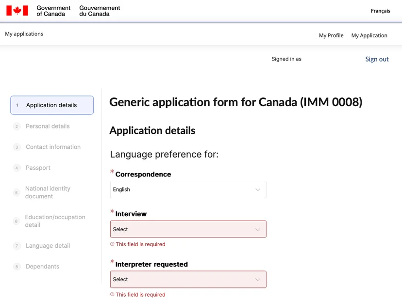 IRCC online portal